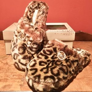 Michael Kors Jet Set Faux-Fur Slipper Leopard